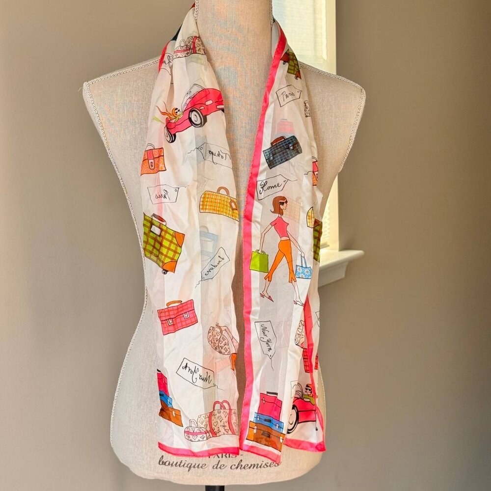 WORTHINGTON 100% Silk Fun and Colorful Scarf - Picture 7 of 8